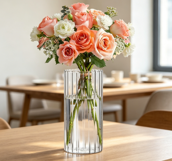 Transparent Glass Cylindrical Vase