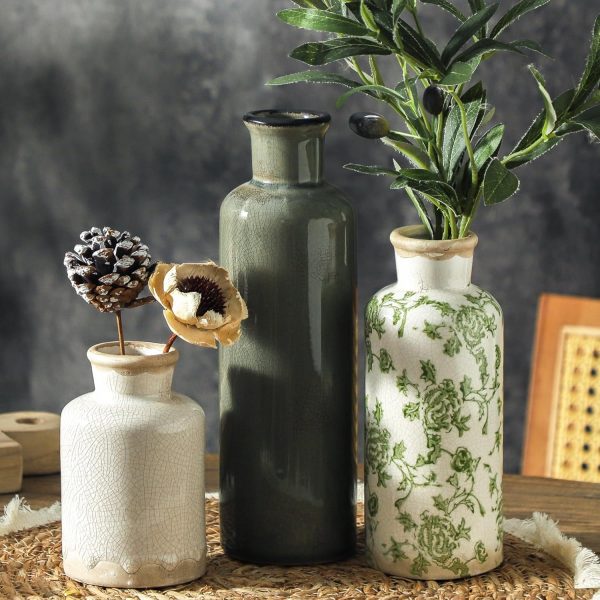 Vintage Ceramic Vase Set (3 Pieces)